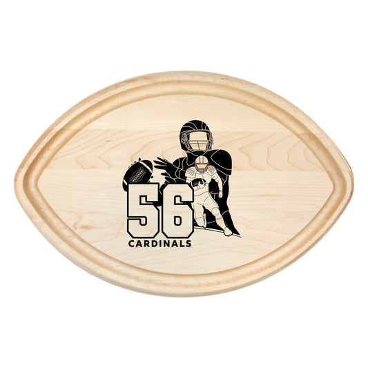 Team Spirit College / High School Football Shaped Cutting Board with Juice Groove