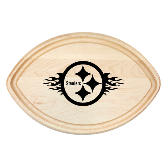 Team Spirit Pro Football Personalized Pro Football Shaped Cutting Board with Juice Groove